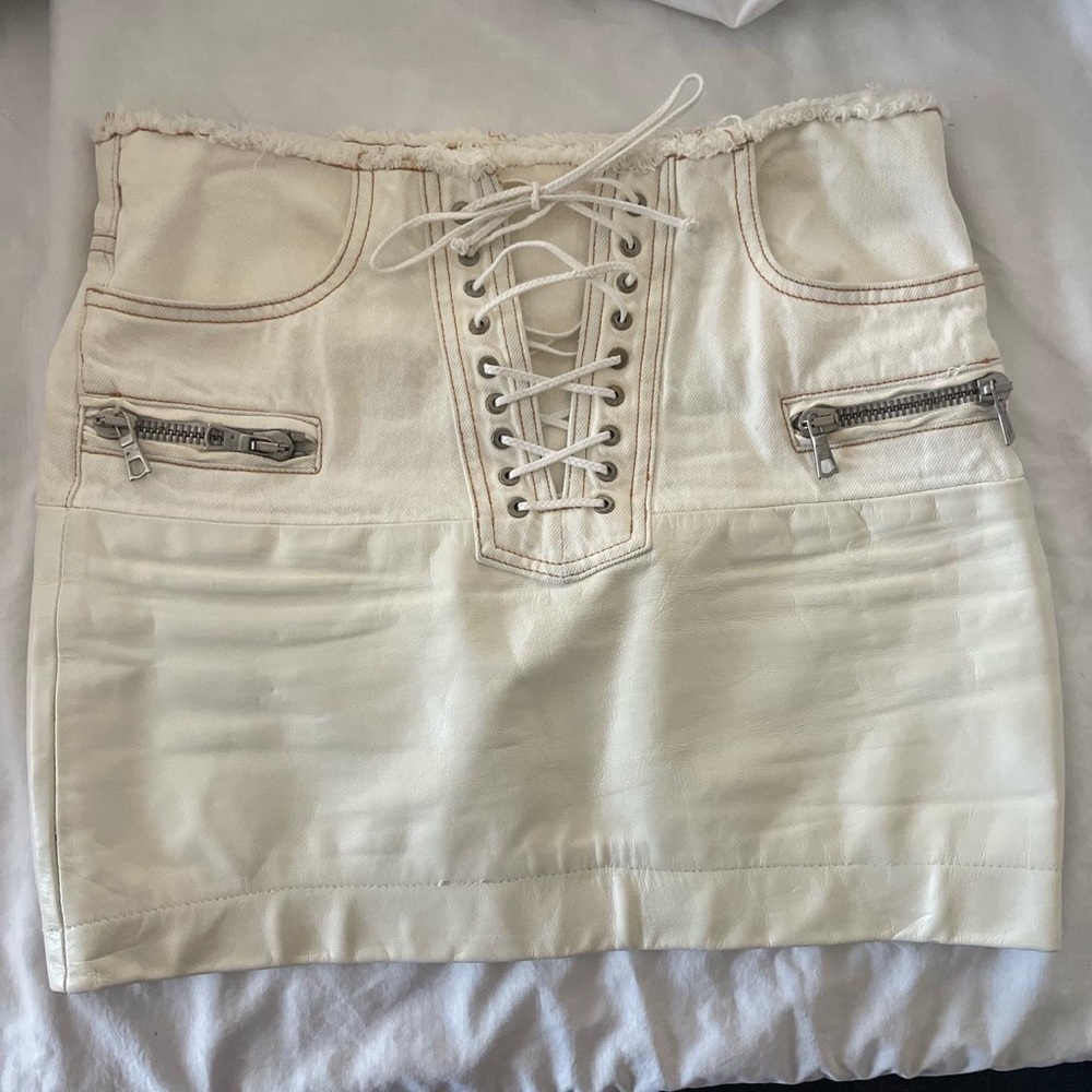Unravel project denim/leather skirt